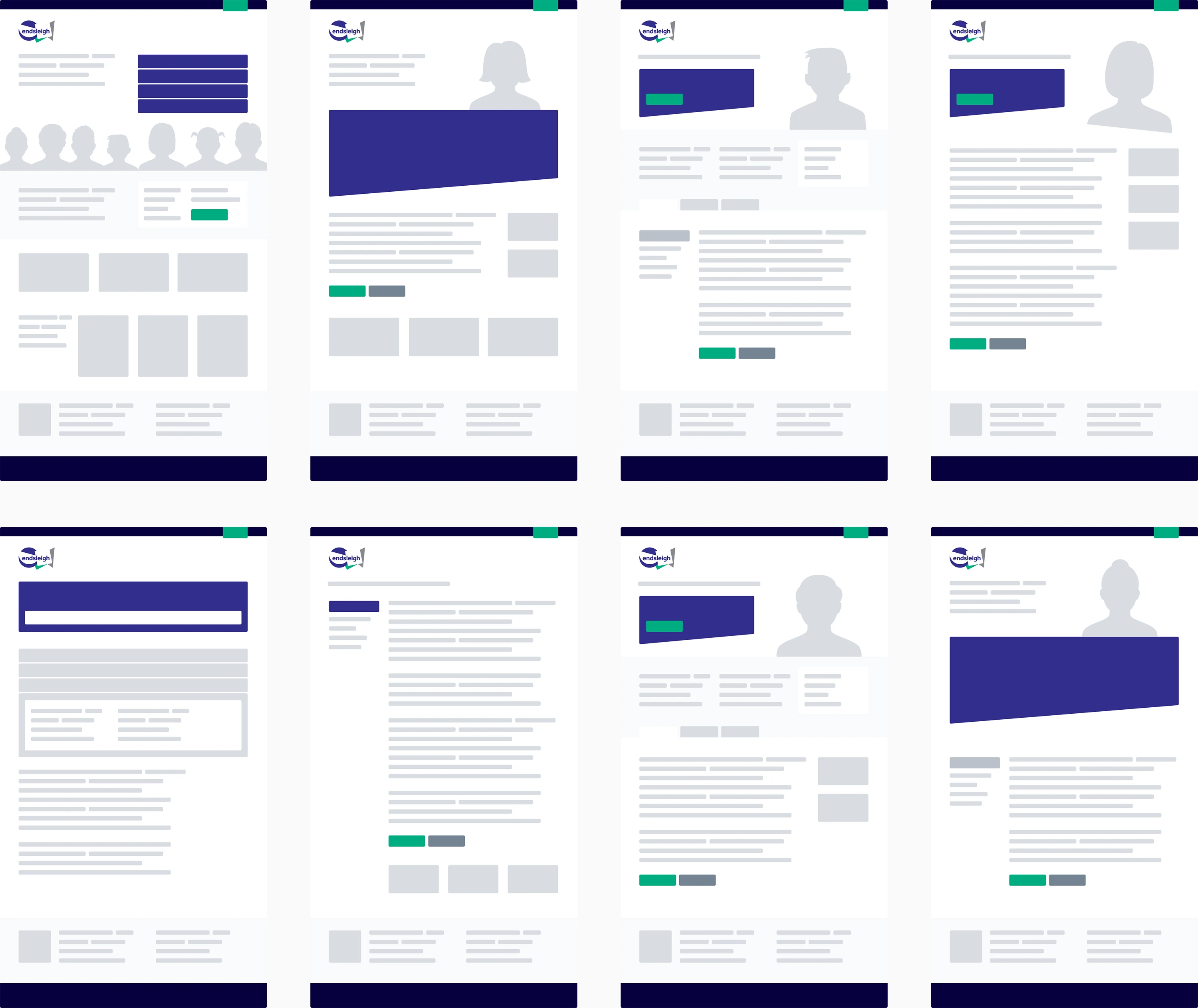 Abstract wireframes showing the modular nature of layouts